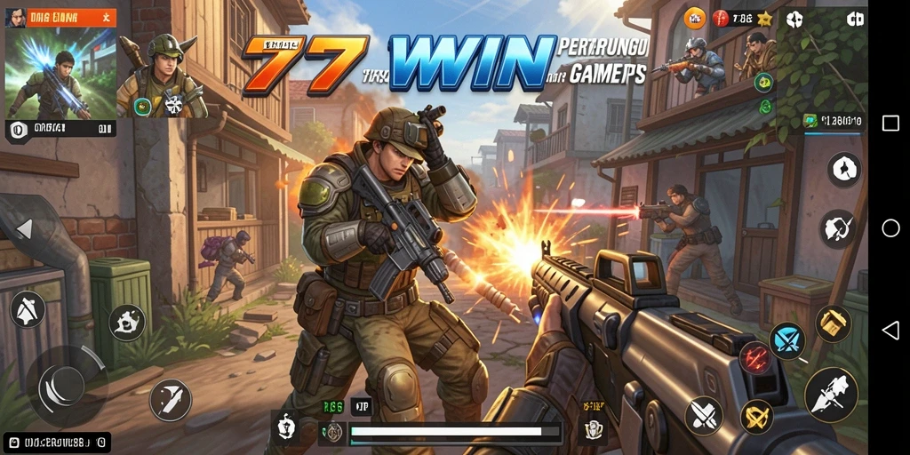 Tampilan gameplay seru 77WIN saat bertarung di medan yang menantang.