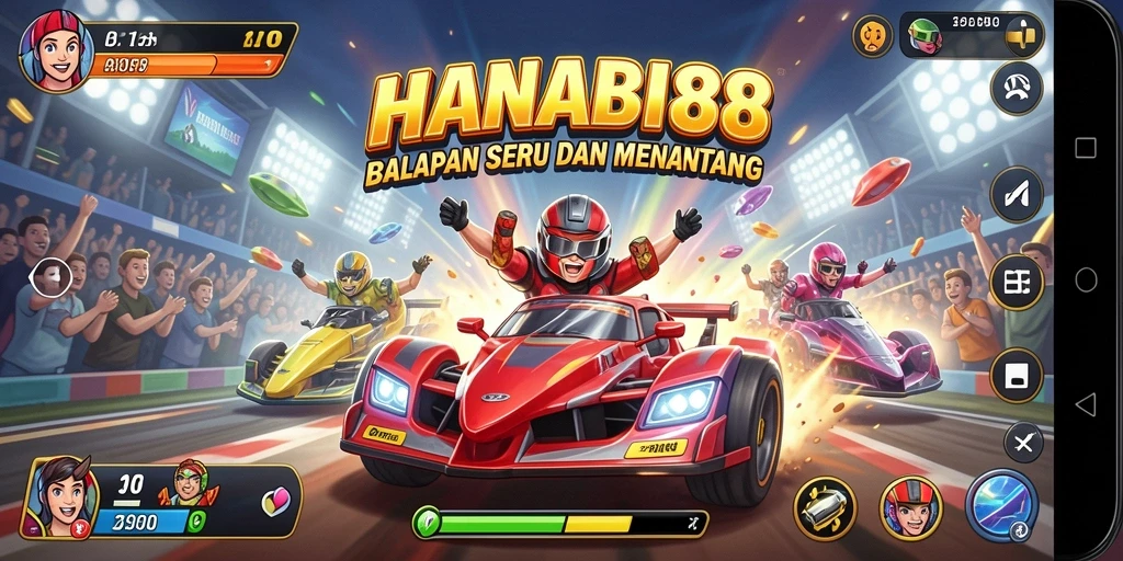 Tampilan menarik dari gameplay balapan di HANABI88.