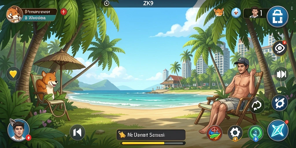 Tangkapan layar ZK9 memperlihatkan gameplay yang seru dan penuh warna.